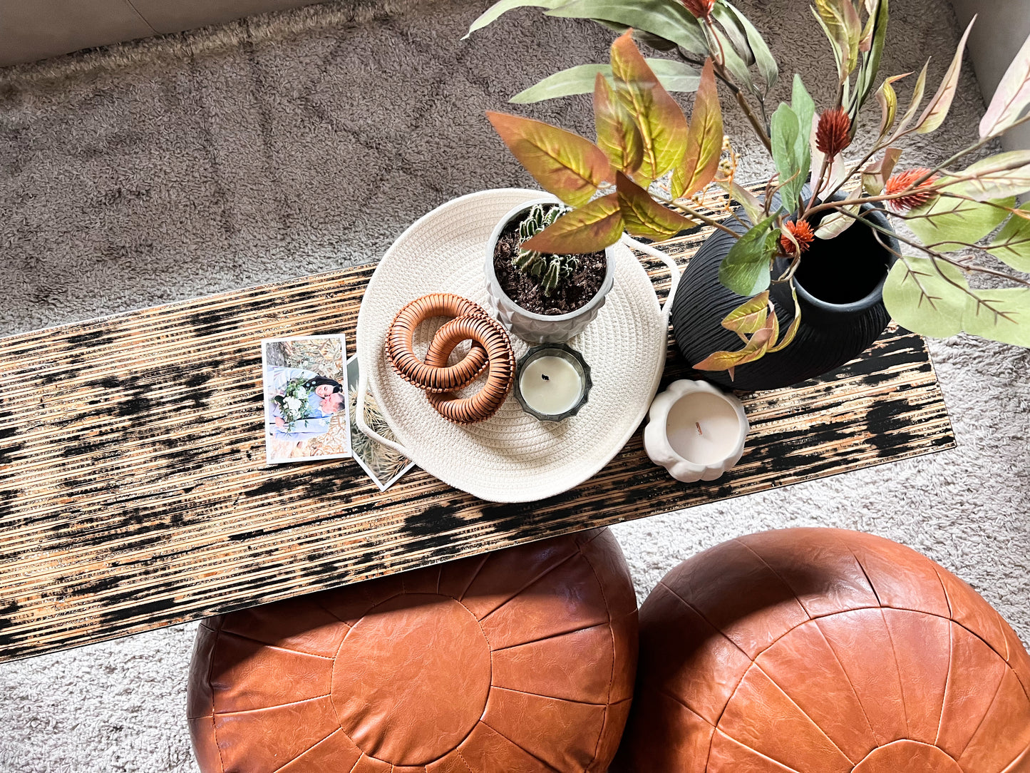 Modern Retro Distressed Coffee Table, Recycled Materials LOCAL PICKUP ONLY