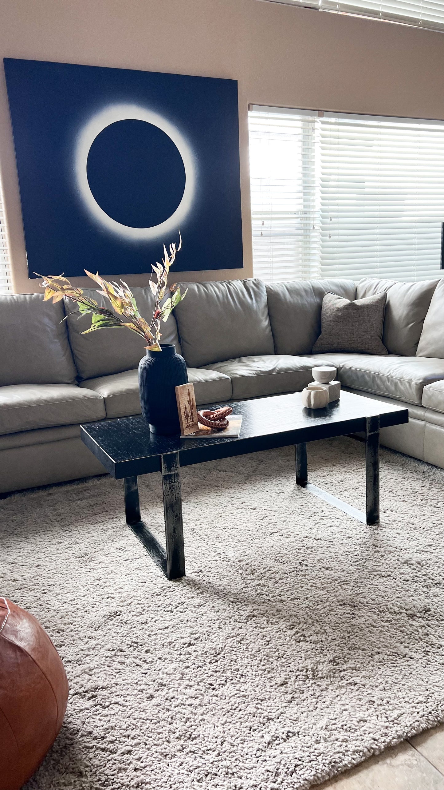 Modern Black Coffee Table, Recycled Materials LOCAL PICKUP ONLY