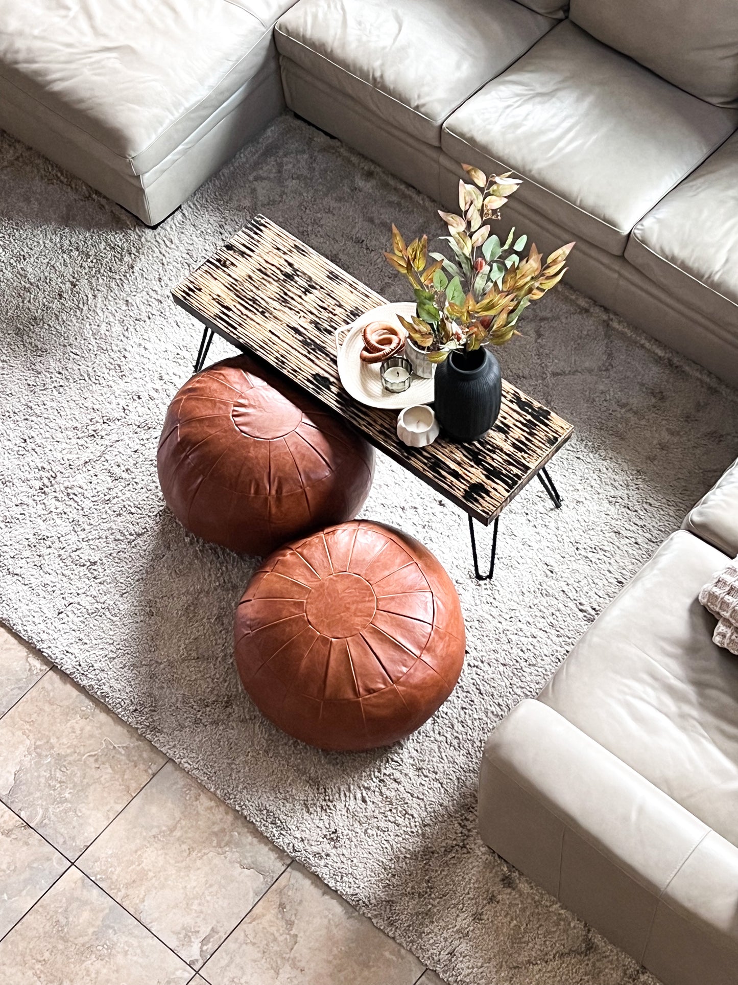 Modern Retro Distressed Coffee Table, Recycled Materials LOCAL PICKUP ONLY