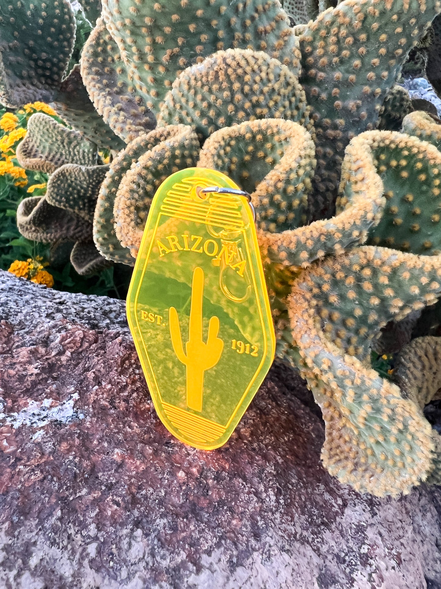 Arizona Cactus Acrylic Motel Keychain