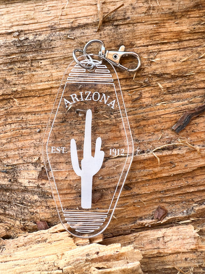 Arizona Cactus Acrylic Motel Keychain