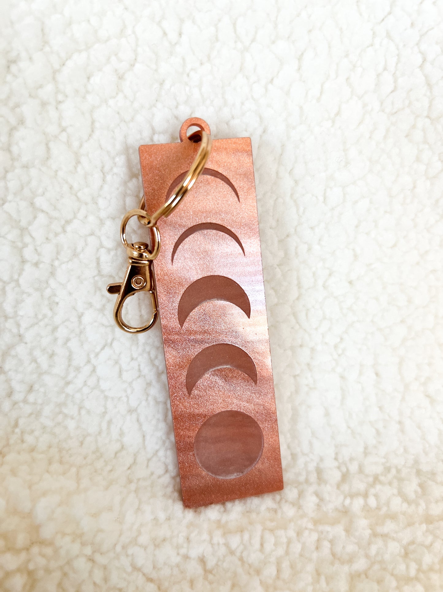 Copper Pearl Moon Phases Keychain