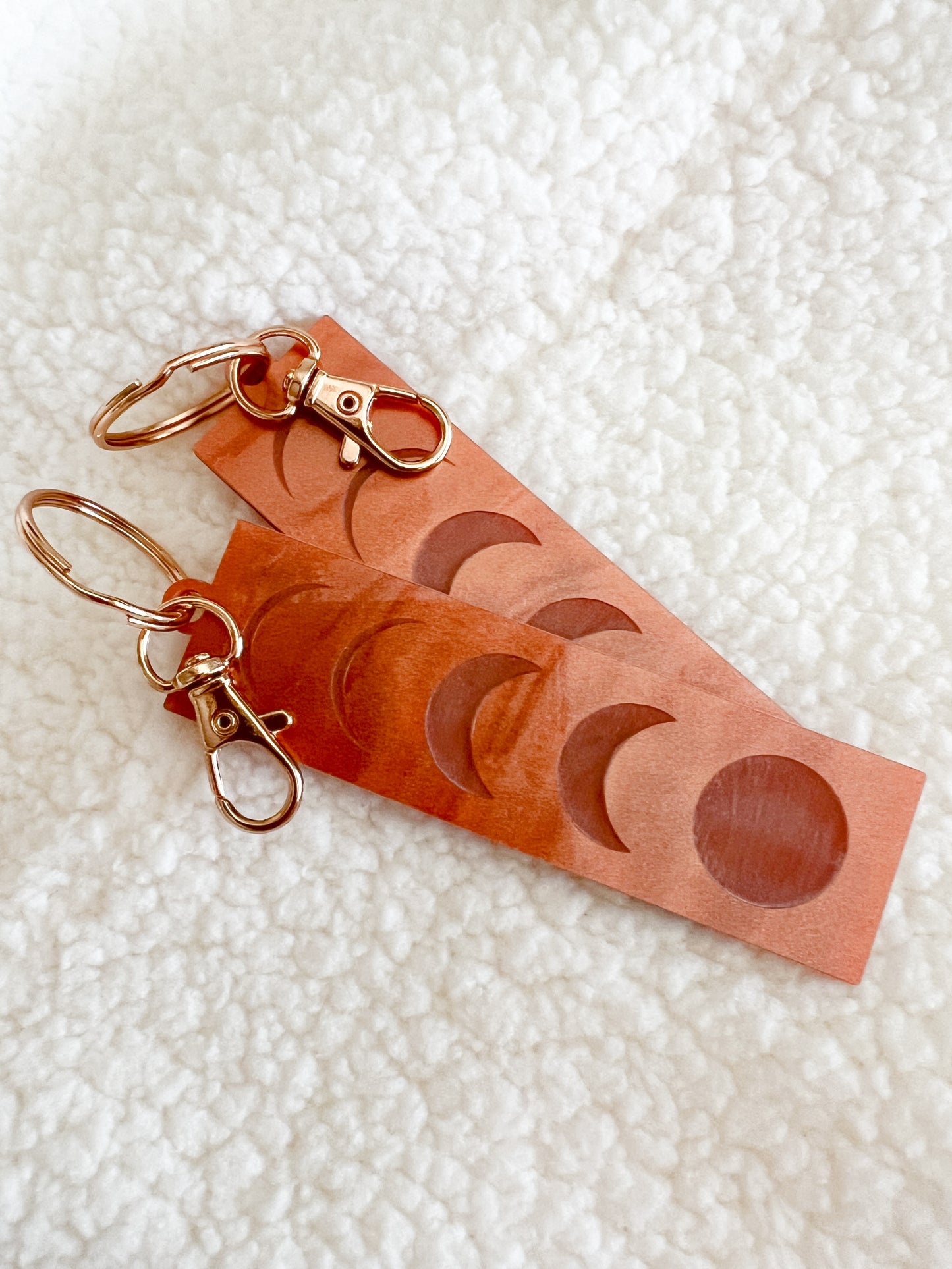 Copper Pearl Moon Phases Keychain