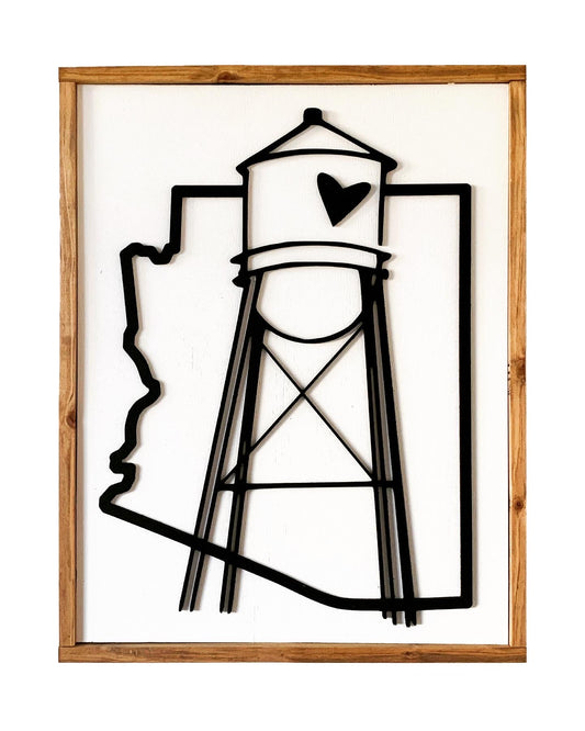 Gilbert Water Tower Cut Out Wood Sign
