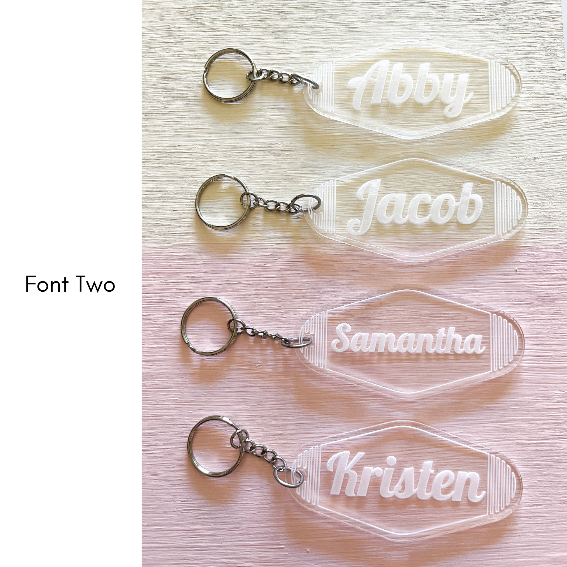 Personalized Engraved Clear Acrylic Motel Keychain – Andyvine Market