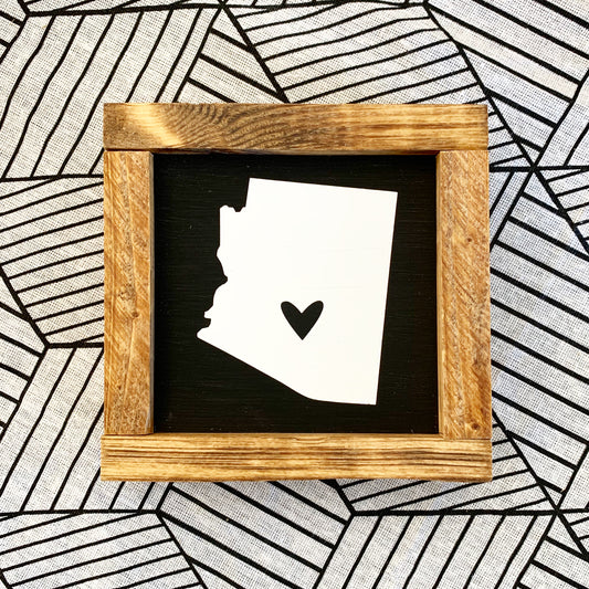 Arizona Heart Mini Wood Sign