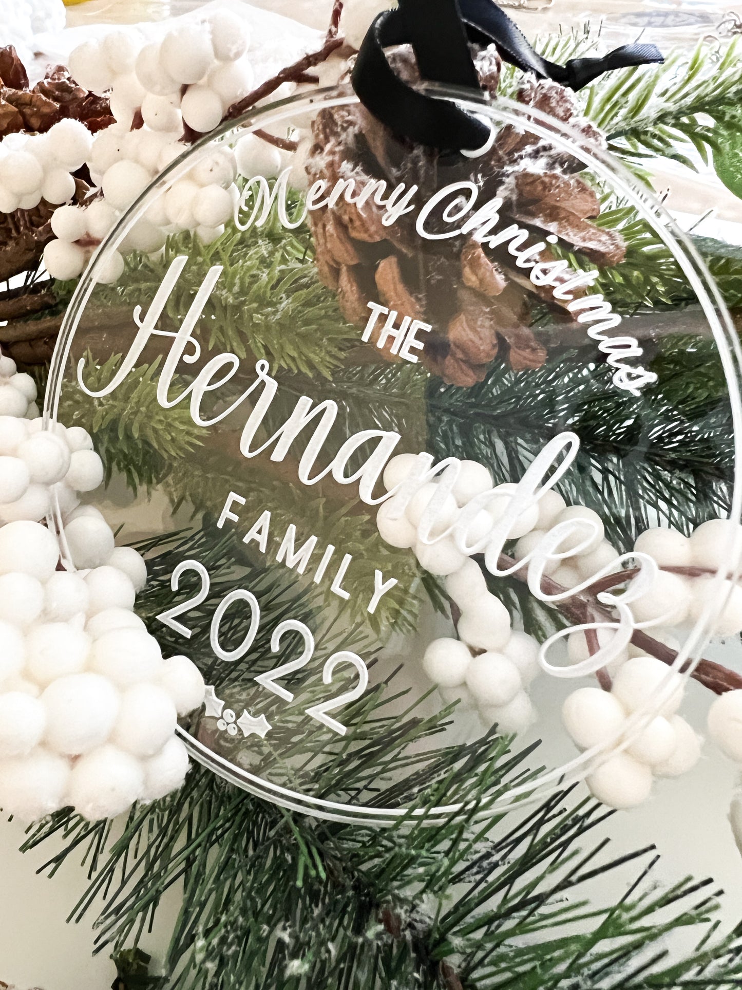 Personalized Engraved Clear Acrylic Round Ornament