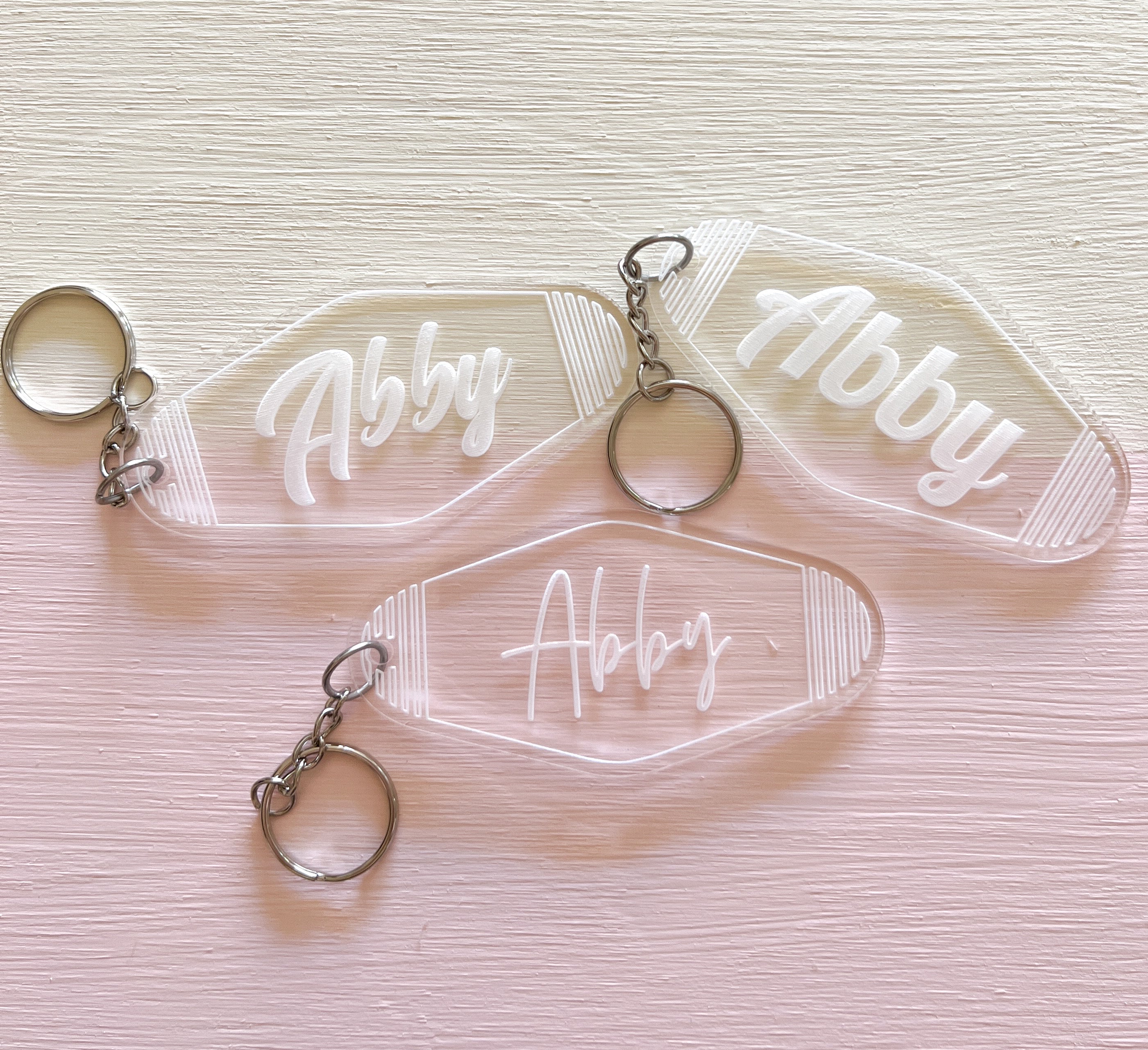 Personalized Engraved Clear Acrylic Motel Keychain – Andyvine Market